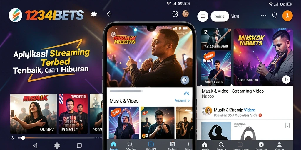 Antarmuka pengguna aplikasi 1234BETS menampilkan berbagai video streaming dengan nyaman.