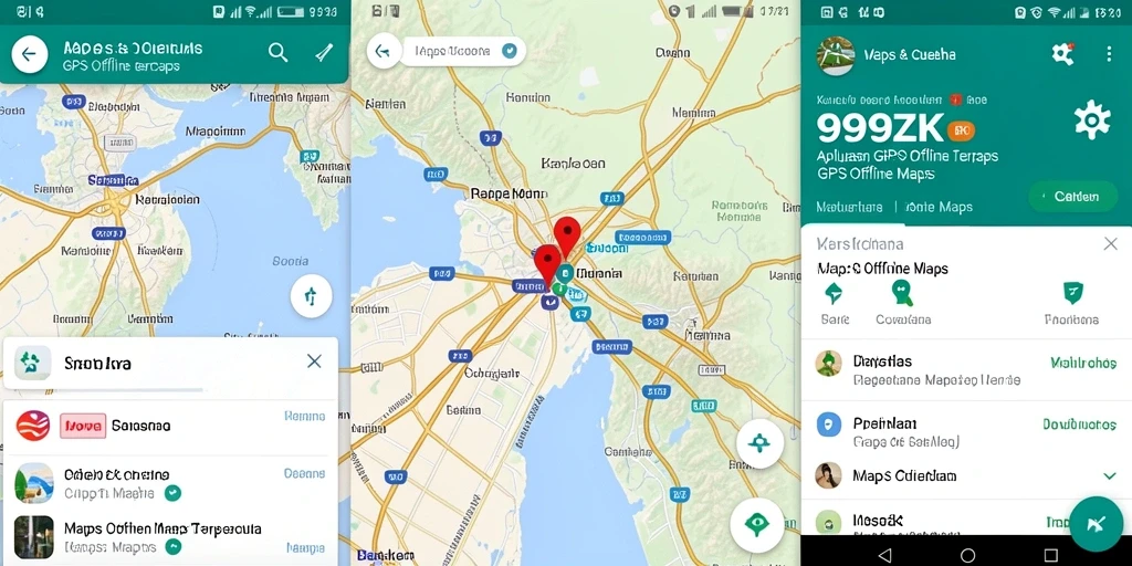 Antarmuka aplikasi GPS Offline Maps 999ZK yang intuitif dan informatif.