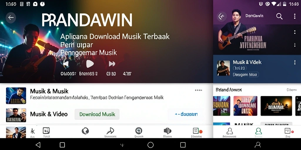 Tampilan antarmuka aplikasi Download Musik yang modern dan mudah digunakan.