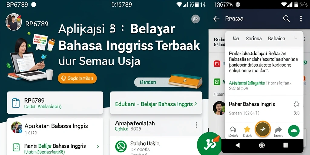 Antarmuka aplikasi RP6789 yang menarik untuk belajar Bahasa Inggris.