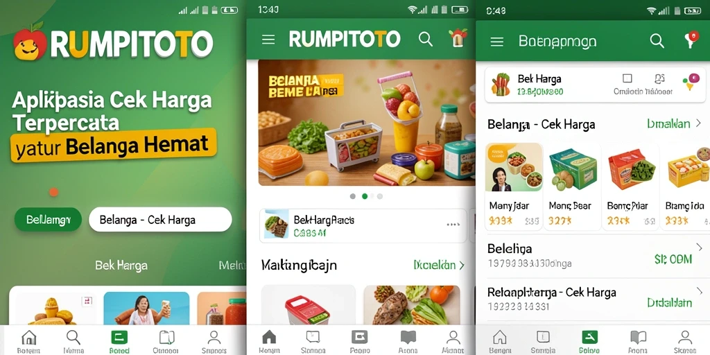 Antarmuka RUMPITOTO dengan fitur Cek Harga yang modern dan informatif.