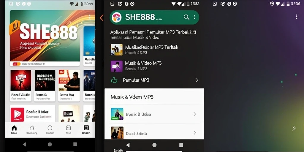 Antarmuka SHE888 yang bersih dan fungsional untuk Pemutar MP3.
