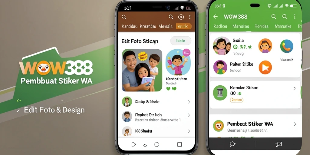 Antarmuka WOW388 untuk membuat stiker WA yang kreatif dan menarik.