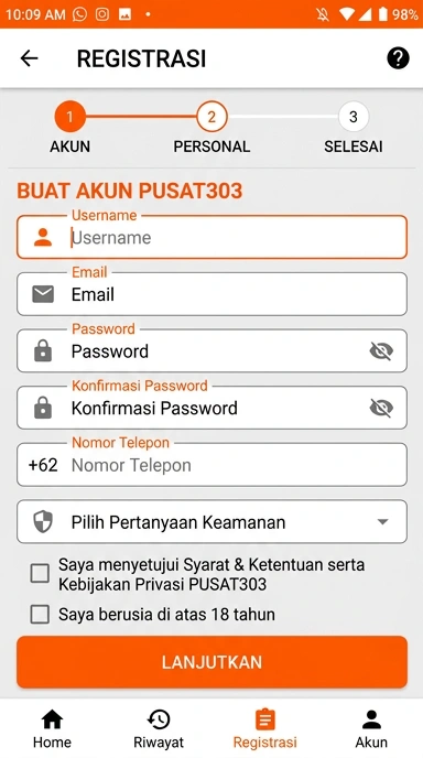 Buat Akun Baru Pusat303 Dengan Mudah