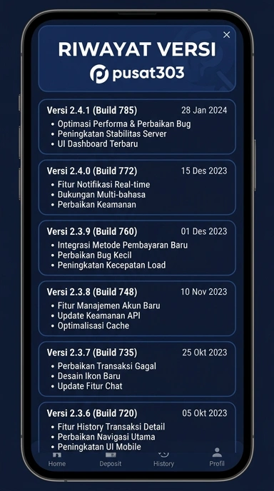 Riwayat Versi pusat303 untuk Pengguna Android